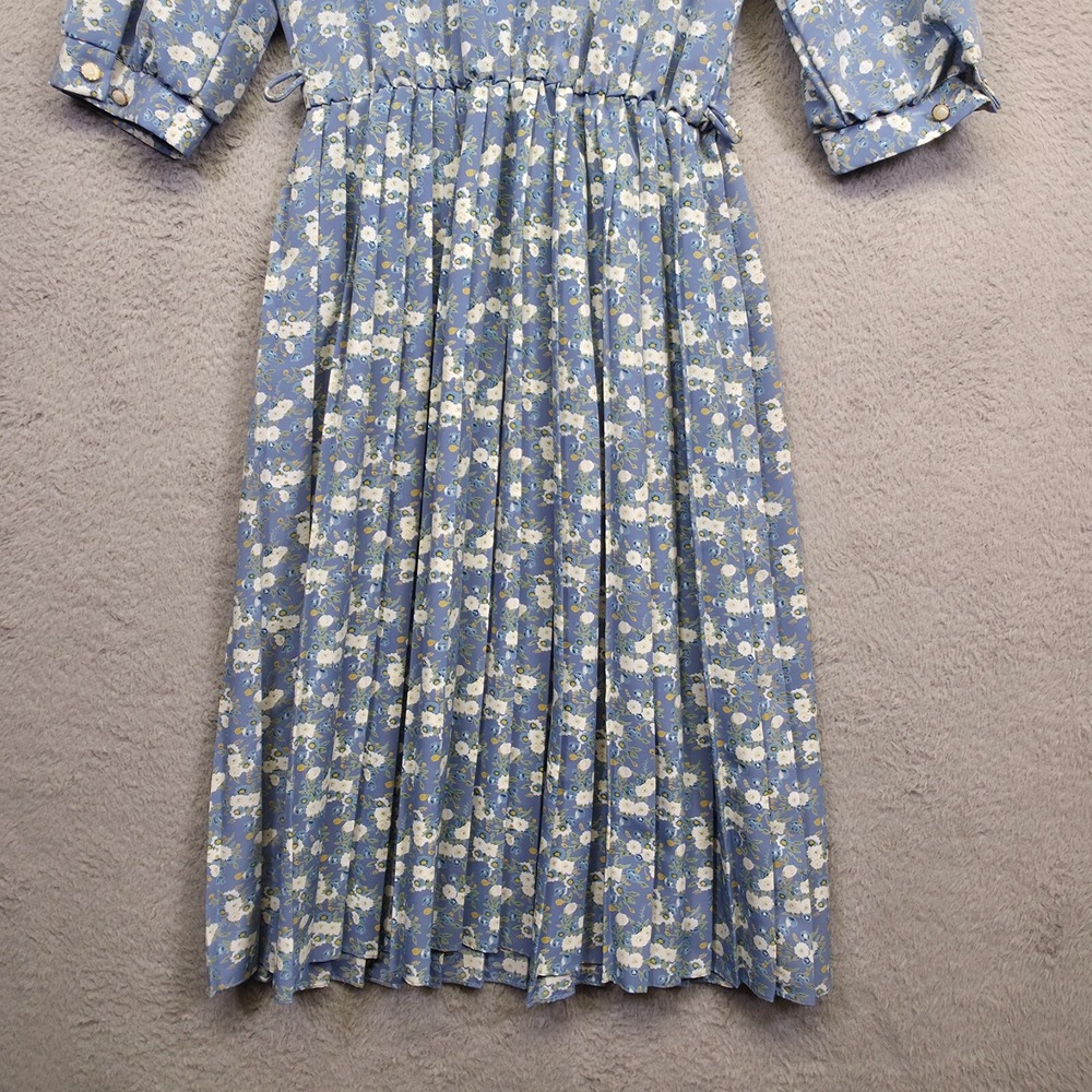 Vintage Breli Dress Womens 10 Blue Floral Cottagecore‎ Prairie Midi 70s Romantic - Picture 16 of 16